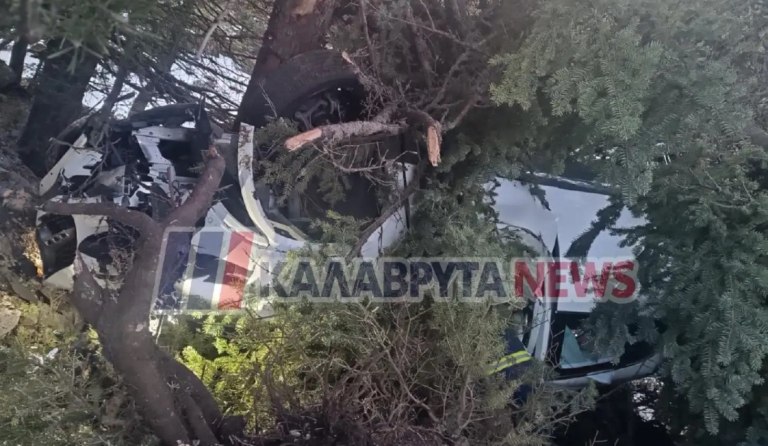Καλάβρυτα: Οδηγός καρφώθηκε σε δέντρο  Σώθηκε από θαύμα