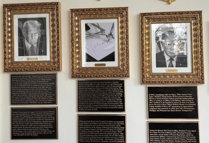 Ο Τραμπ γράφει κάτω από