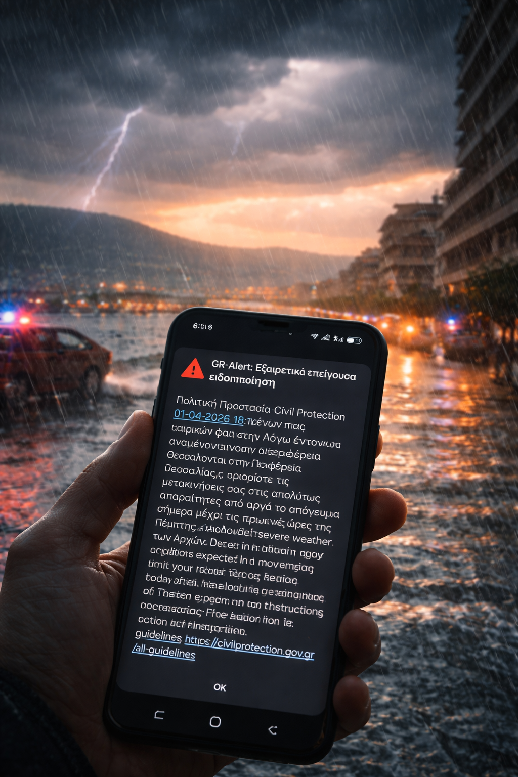 Μήνυμα 112 για έντονα καιρικά φαινόμενα στη Μαγνησία