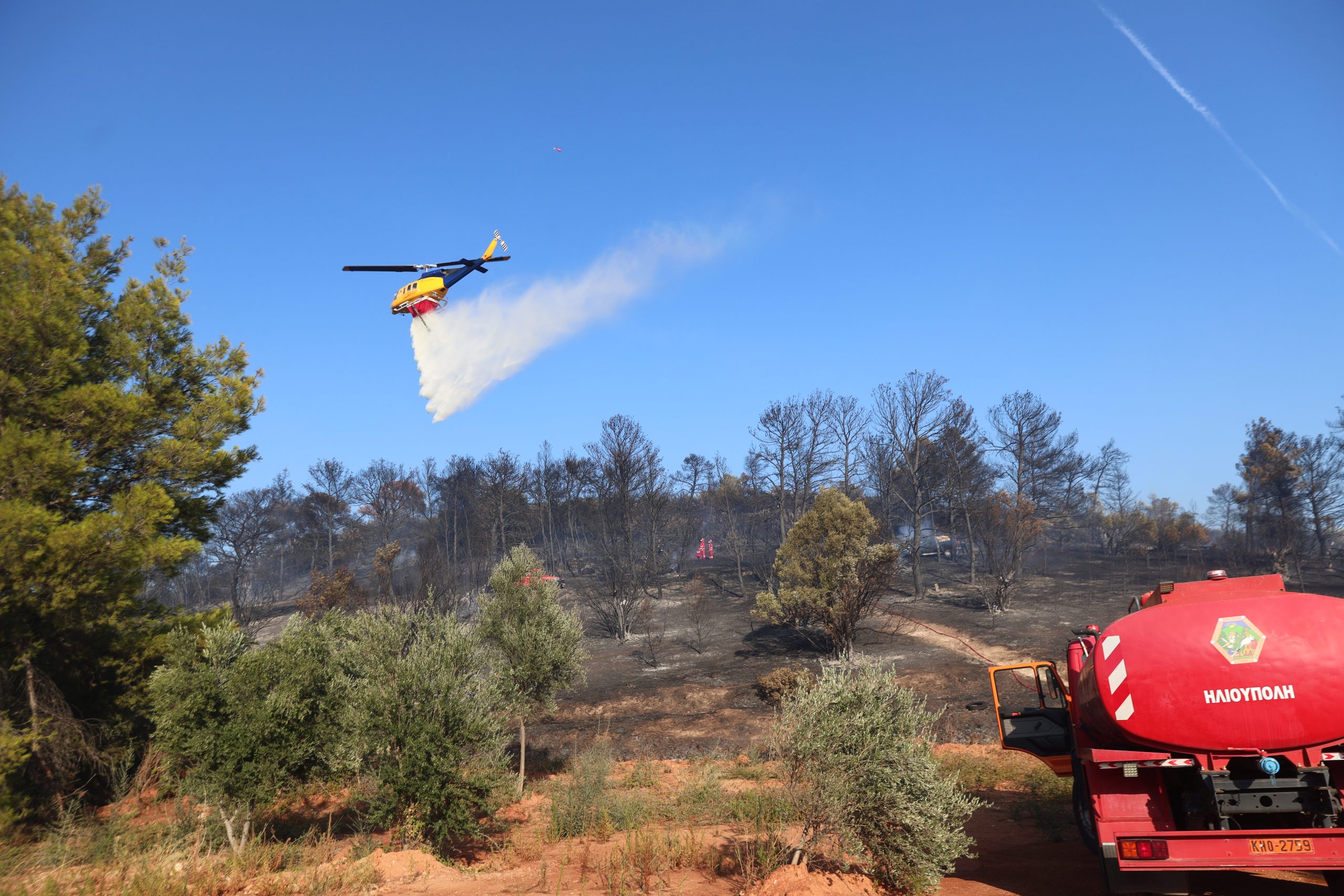 Φωτιά τώρα στη Λάρισα: Καίει χαμηλή βλάστηση στο Πολυδάμειο