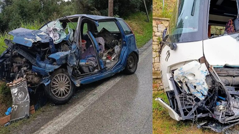 Ζάκυνθος: Τροχαίο με σύγκρουση λεωφορείου που μετέφερε μαθητές  Απεγκλωβίστηκε τραυματίας ο οδηγός του ΙΧ