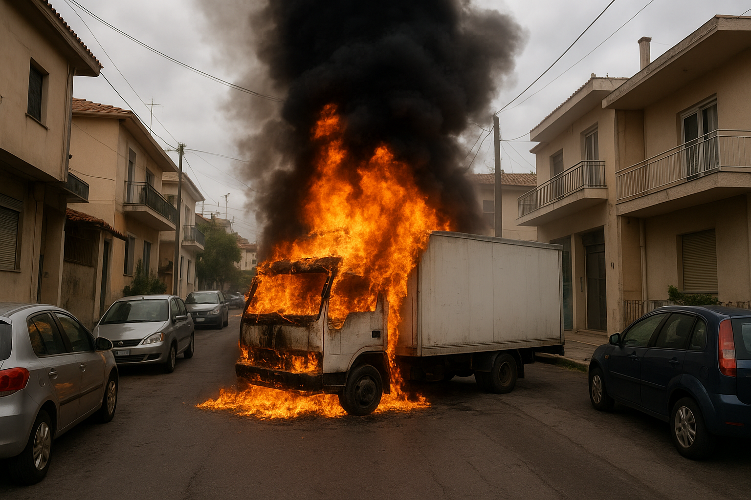 Φωτιά σε φορτηγό στο Κάραγατς  Χωρίς τραυματισμούς, άμεση επέμβαση της Πυροσβεστικής