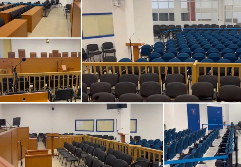 Λάρισα: Βίντεο με τις αλλαγές στην αίθουσα για τη δίκη των Τεμπών  Γκρέμισαν γυψοσανίδες για να αυξηθούν οι θέσεις