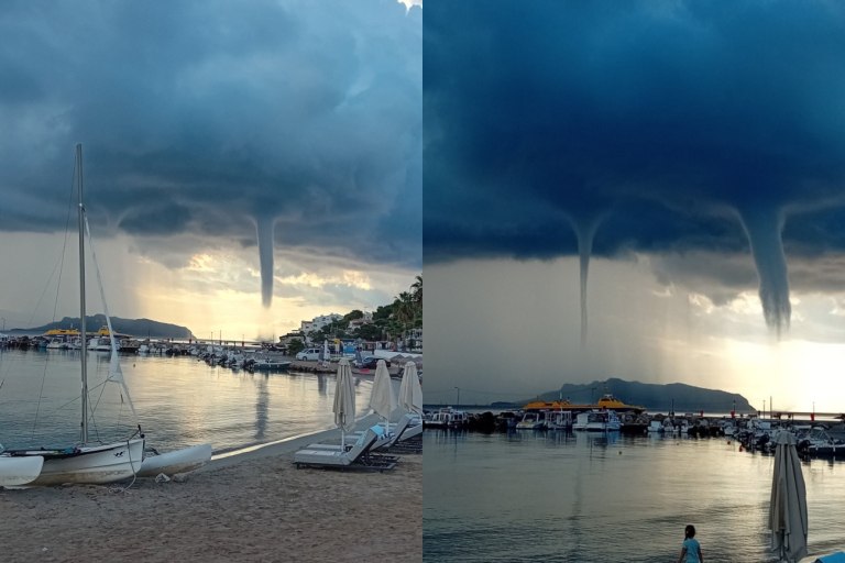 Εντυπωσιακός διπλός υδροστρόβιλος σχηματίστηκε στον Αργοσαρωνικό