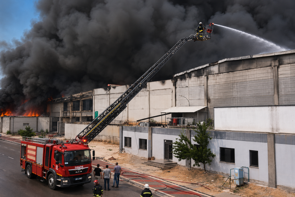 Τουρκία: Στις φλόγες εργοστάσιο στο Γκαζιαντέπ – Δραματικές εικόνες από drone